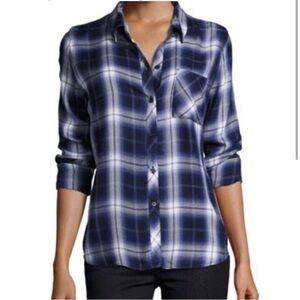 Rails Hunter Oxford Blue Plaid Button Down Shirt - Size XS